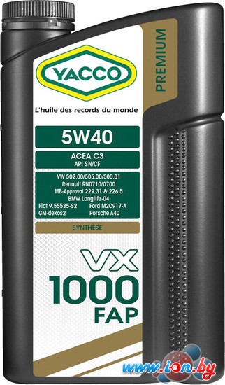 Моторное масло Yacco VX 1000 FAP 5W-40 2л в Гродно