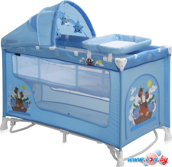 Манеж-кровать Lorelli Baby Nanny 2 Layers Plus Rocker Blue Adventure [10080161610] в Гомеле