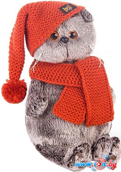 Классическая игрушка Basik & Co Басик в вязаной шапке и шарфе (22 см) в Гомеле