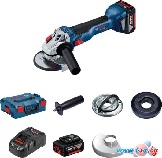 Угловая шлифмашина Bosch GWS 18V-10 Professional 06019J4004 (с 2-мя АКБ, кейс) в Бресте