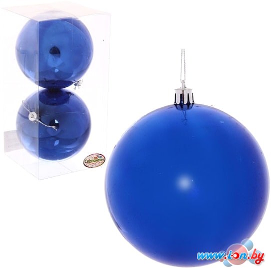 Елочная игрушка Серпантин Глянец шар 10 см 2 шт (синий) 201-0708 в Бресте