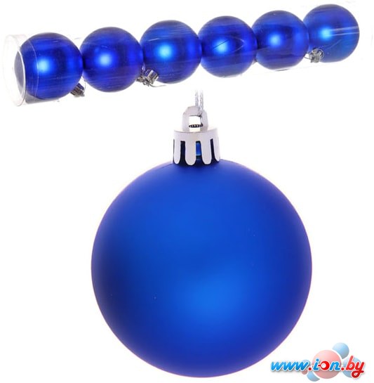 Елочная игрушка Серпантин Матовый шар 6 см 6 шт (синий) 183-887 в Витебске