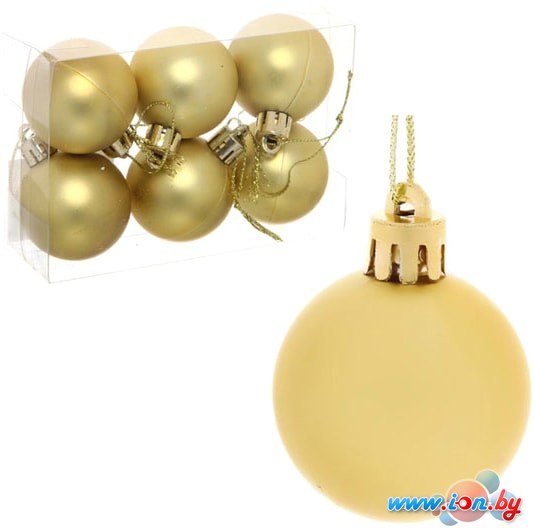 Елочная игрушка Серпантин Матовый шар 4 см 6 шт (золотистый) 183-838 в Витебске