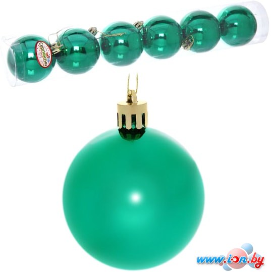 Елочная игрушка Серпантин Глянец шар 6 см 6 шт (зеленый) 183-882 в Бресте