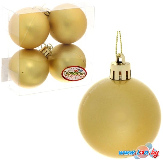 Елочная игрушка Серпантин Матовый шар 5 см 4 шт (золотистый) 183-852 в Витебске