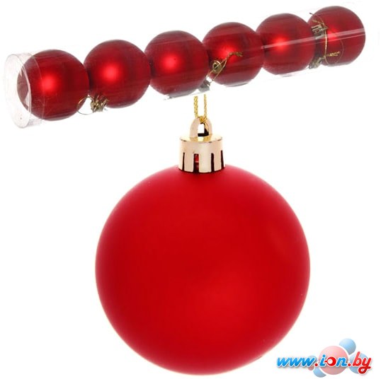 Елочная игрушка Серпантин Матовый шар 6 см 6 шт (красный) 183-884 в Бресте