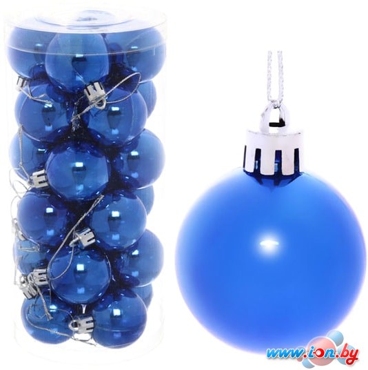 Елочная игрушка Серпантин Глянец шар 4 см 24 шт (синий) 201-0622 в Бресте