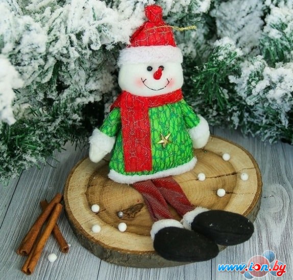Мягкая игрушка Зимнее волшебство Снеговик искорка 28 см (зеленый) в Бресте