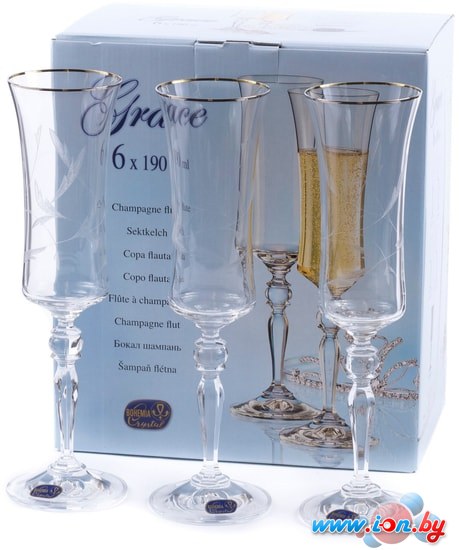 Набор бокалов для шампанского Bohemia Crystal Grace 40792/Q9165/190 в Витебске