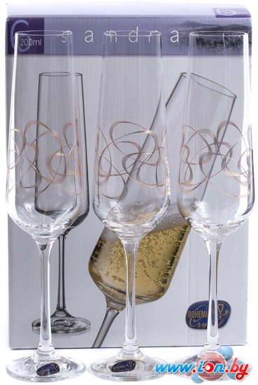 Набор бокалов для шампанского Bohemia Crystal Sandra 40728/Q9203/200 в Гомеле