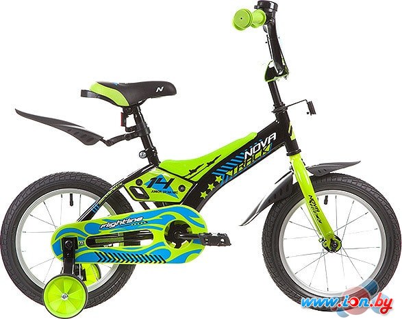 Детский велосипед Novatrack Flightline 14 (черный/зеленый, 2019) в Бресте