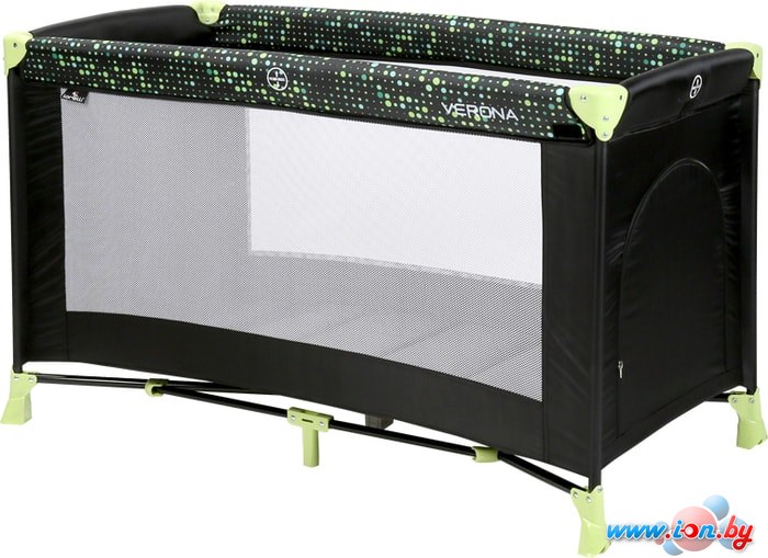Манеж-кровать Lorelli Verona 1 Layer 2020 (black&green dots) в Могилёве