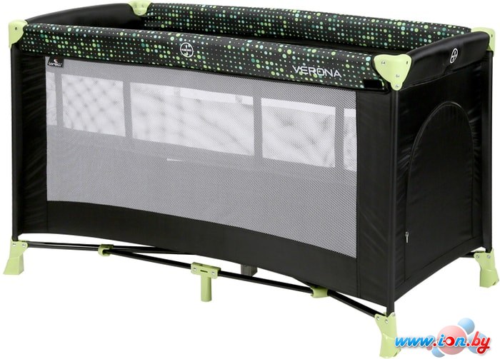 Манеж-кровать Lorelli Verona 2 Layers 2020 (black&green dots) в Бресте