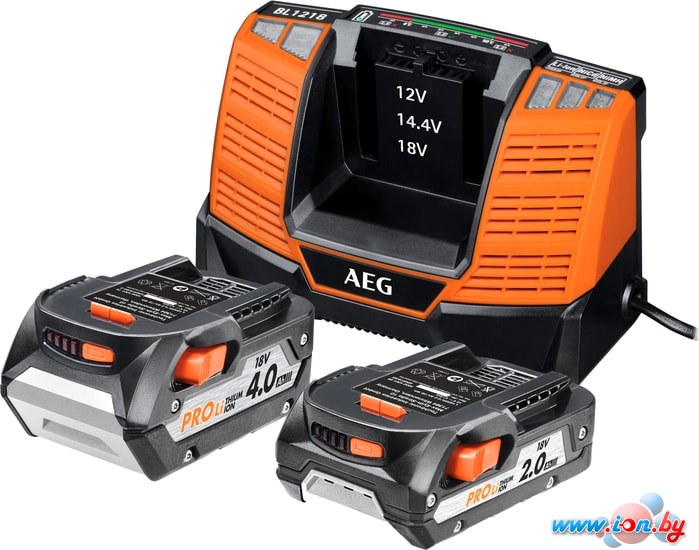 Аккумулятор с зарядным устройством AEG Powertools SETLL18X02BL2 4932459176 (18В/2 Ah + 18В/4 Ah + 12-18В) в Могилёве