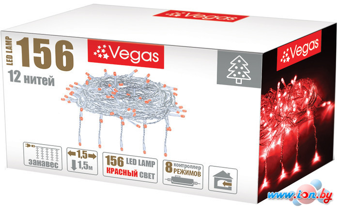 Световой дождь Vegas Занавес 55080 156 LED (красный) в Бресте