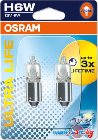 Галогенная лампа Osram H6W Ultra Life 2шт [64132ULT-02B] в Бресте