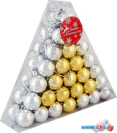 Елочная игрушка Зимнее волшебство Треугольник набор шаров d-3 см 56 шт (золото/серебро) 3259657 в Бресте