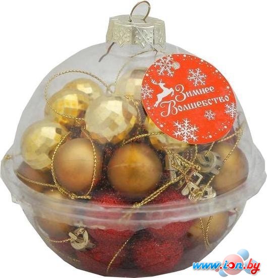 Елочная игрушка Зимнее волшебство Малышки в шарике набор d-2.5 см 40 шт (красный/золотой) 1023304 в Бресте