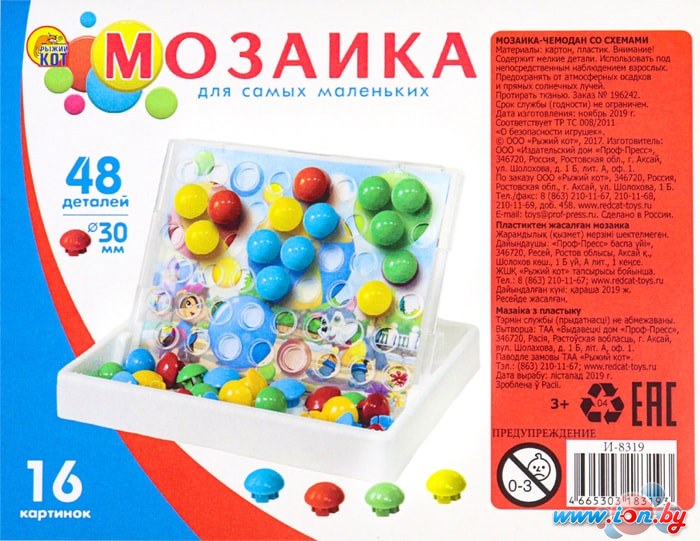 Мозаика/пазл Рыжий кот Мозайкин. Мозаика-чемодан со схемами в пленке И-8319 в Витебске