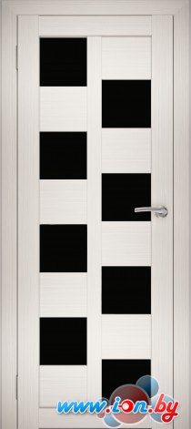 Межкомнатная дверь Юни Амати 13 (ч) 40x200 (эшвайт/черное стекло) в Могилёве