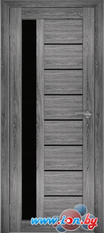 Межкомнатная дверь Юни Амати 4 (ч) 60x200 (дуб шале-графит/черное стекло) в Витебске