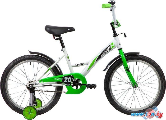 Детский велосипед Novatrack Strike 20 (белый/зеленый) в Бресте