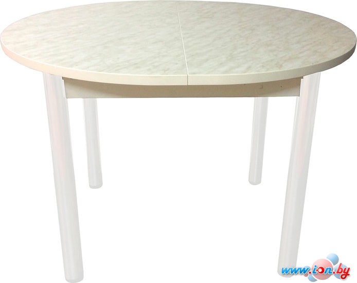 Кухонный стол Solt Круглый раздвижной (мрамор белый/ноги круглые белые) в Гомеле
