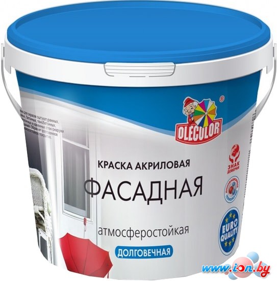 Краска Olecolor Водно-диспрессионная фасадная 7 кг (супербелый) в Бресте