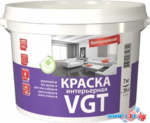 Краска VGT Интерьерная влагостойкая ВД-АК-2180 7 кг (белоснежный) в Могилёве