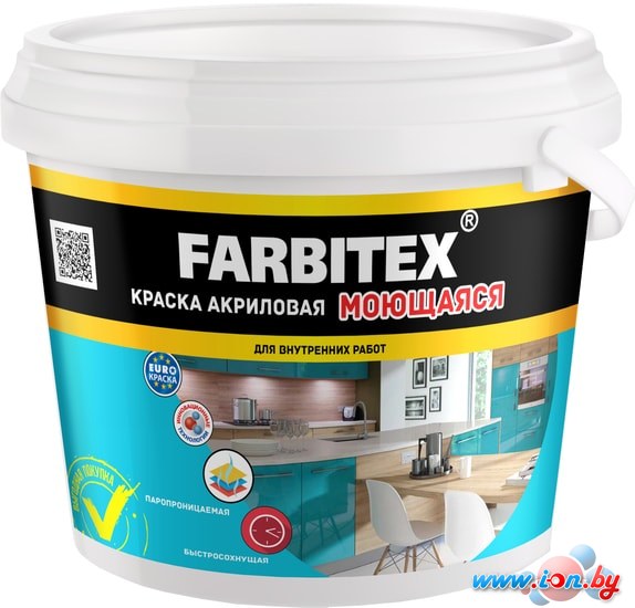 Краска Farbitex Акриловая моющаяся 25 кг (белый) в Могилёве