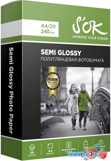 Фотобумага SOK Semi Glossy Photo Paper A4 240 г/м2 20 листов SA4240020SG в Минске