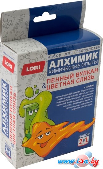 Набор для опытов Lori Химические опыты 2 в 1. Цветная слизь и пенный вулкан Оп-041 в Могилёве