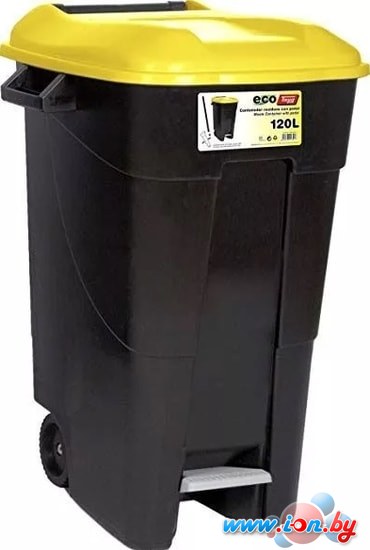 Контейнер для мусора Tayg 120 л с педалью (черный/желтый) в Бресте