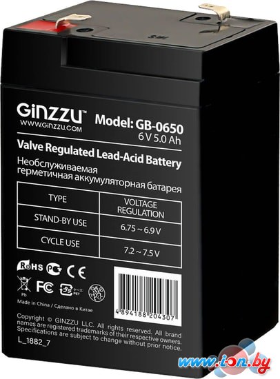 Аккумулятор для ИБП Ginzzu GB-0650 (6В/5 А·ч) в Гродно