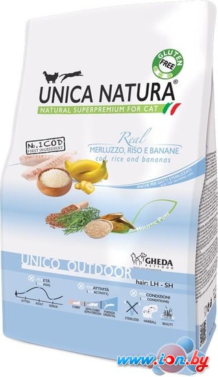 Сухой корм для кошек Unica Natura Unico Outdoor с треской, рисом и бананом 1.5 кг в Бресте
