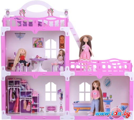 Кукольный домик Krasatoys Дом Анна с мебелью 000268 (белый/розовый) в Бресте