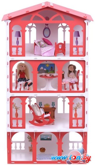 Кукольный домик Krasatoys Дом Елена с мебелью 000284 (белый/красный) в Гомеле