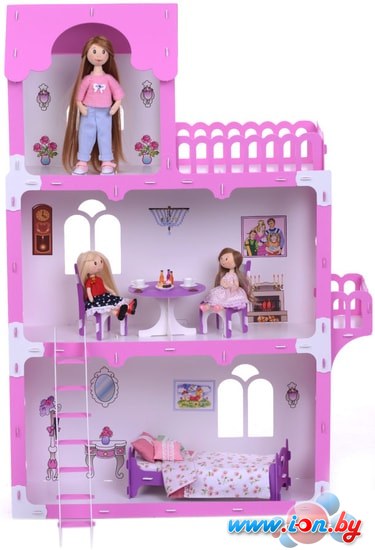 Кукольный домик Krasatoys Дом Милана с мебелью 000271 (белый/розовый) в Бресте