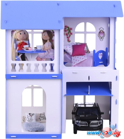 Кукольный домик Krasatoys Дом Алиса с мебелью 000281 (белый/синий) в Гомеле