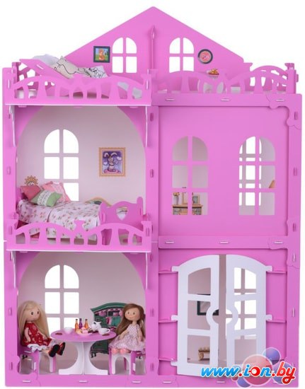 Кукольный домик Krasatoys Дом Элизабет с мебелью 000290 (белый/розовый) в Могилёве
