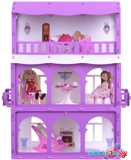 Кукольный домик Krasatoys Дом Бриджит с мебелью 000285 (белый/сиреневый) в Гомеле