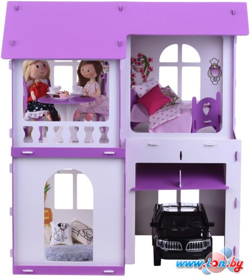 Кукольный домик Krasatoys Дом Алиса с мебелью 000282 (белый/сиреневый) в Гомеле