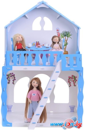 Кукольный домик Krasatoys Дом Марина с мебелью 000266 (белый/голубой) в Могилёве