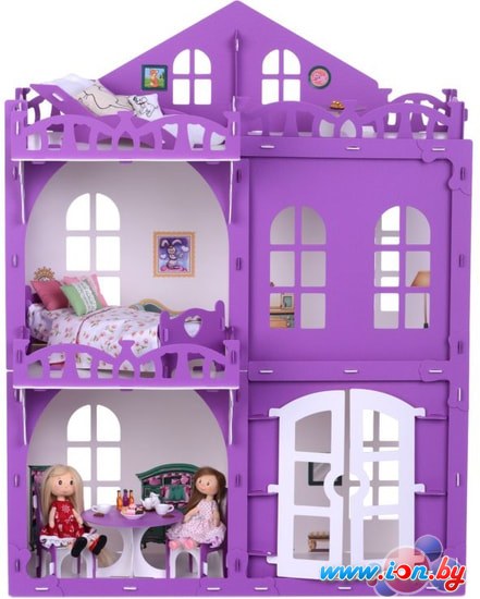 Кукольный домик Krasatoys Дом Элизабет с мебелью 000289 (белый/сиреневый) в Могилёве