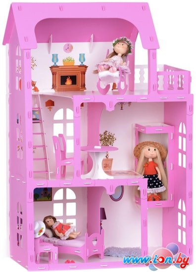 Кукольный домик Krasatoys Карина с мебелью 000301 (белый/розовый) в Витебске