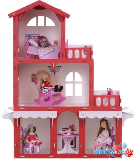 Кукольный домик Krasatoys Дом Николь с мебелью 000288 (белый/красный) в Гомеле