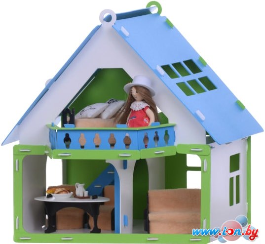 Кукольный домик Krasatoys Дачный домик Варенька с мебелью 000257 (белый/голубой) в Бресте