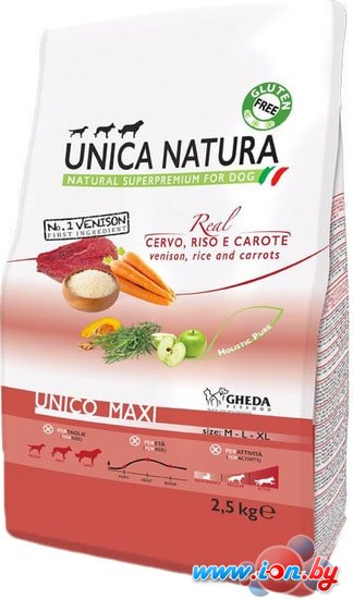 Сухой корм для собак Unica Natura Unico Maxi с олениной, рисом и морковью 2.5 кг в Могилёве