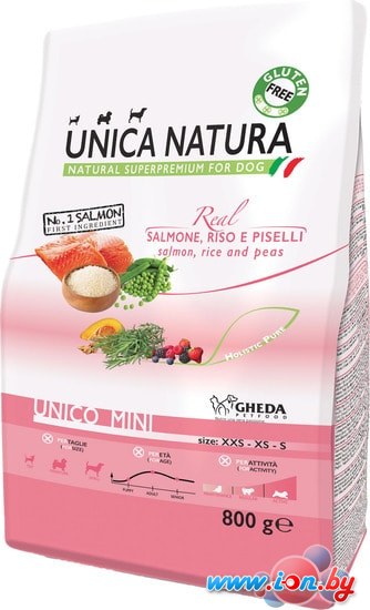 Сухой корм для собак Unica Natura Unico Mini с лососем, рисом и горохом 800 г в Могилёве