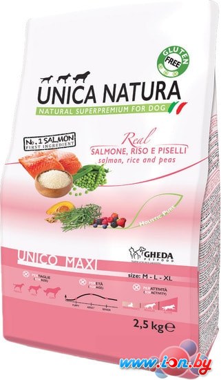 Сухой корм для собак Unica Natura Unico Maxi с лососем, рисом и горохом 2.5 кг в Могилёве